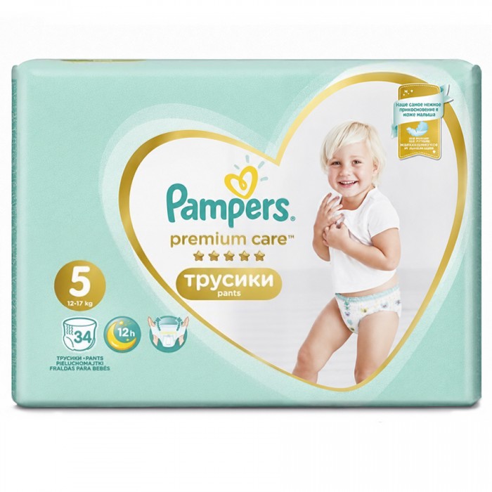 Подгузники-трусики детские Pampers Premium Care, размер 5 (12–17 кг), 34 шт - 
